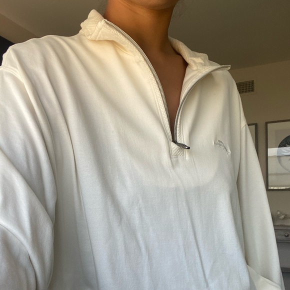 CLASSIC CREAM ZIP UP MOCK NECK SWEATER - Picture 13 of 14